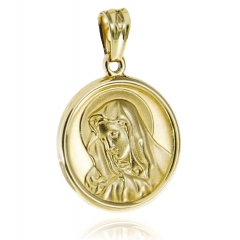 Złoty okrągły medalik z Matką Boską w Chuście próby 585